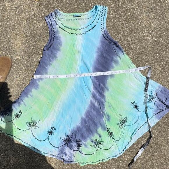 fairycore boho embroidered babydoll sleeveless tie die dress womens sz small/med - Picture 6 of 7